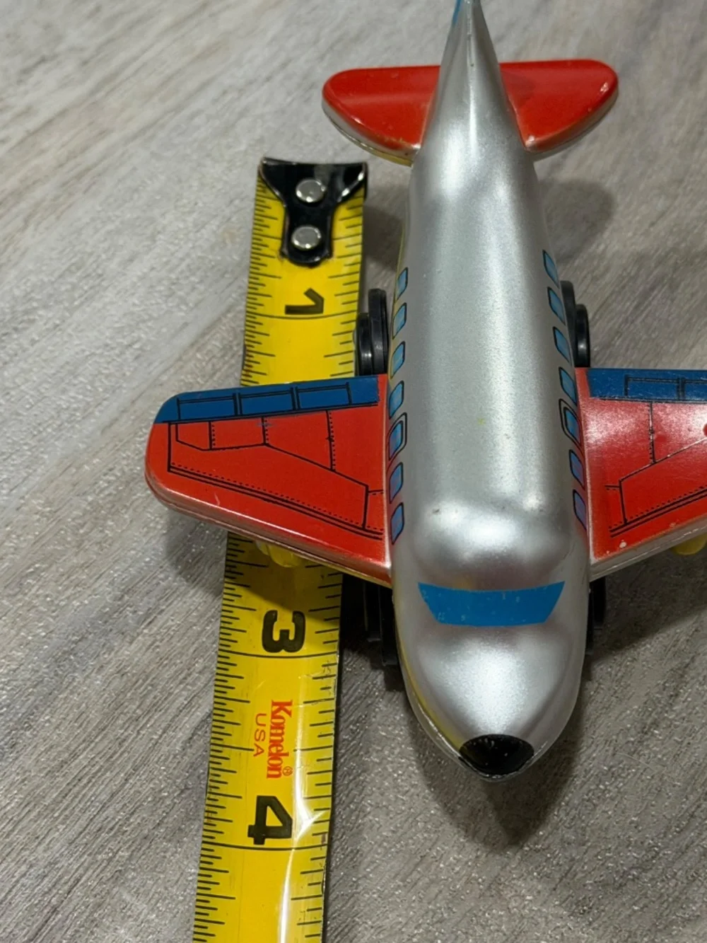 KidKraft 2011 Wooden Toy Airplane Silver Red Blue 4